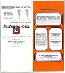 Alexandria Hotel brochure, back cover, rates and local amenities
