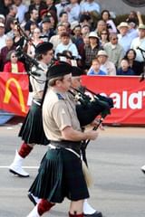 bagpipers in a row