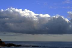 blue sky over puffy clouds