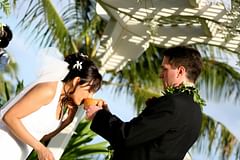 bride drinking from the coconut