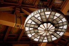 chandelier and ceiling in ticket lobby