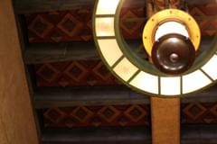 chandelier and ceiling inside harvey house