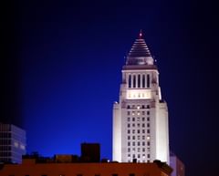 city hall and a blue glow