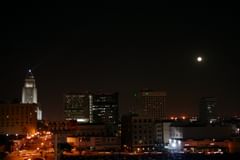 city hall, lindbergh beacon, and the full moon