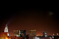 city hall with lindbergh beacon shining