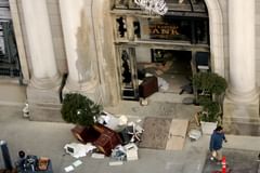 debris outside the bank