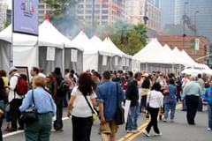 smoke over the food tents