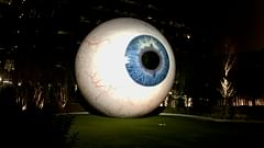 A statue of a giant eyeball in Dallas, Texas.